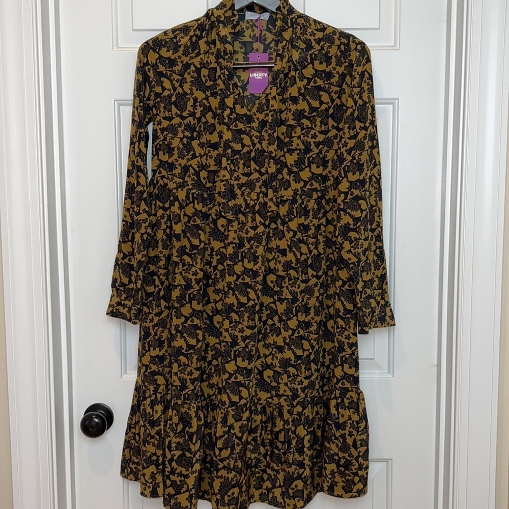 NWT Zanetti 1965 Italy Liberty of London Ruffle Tiered Boho Dress Size S Navy - Picture 4 of 15